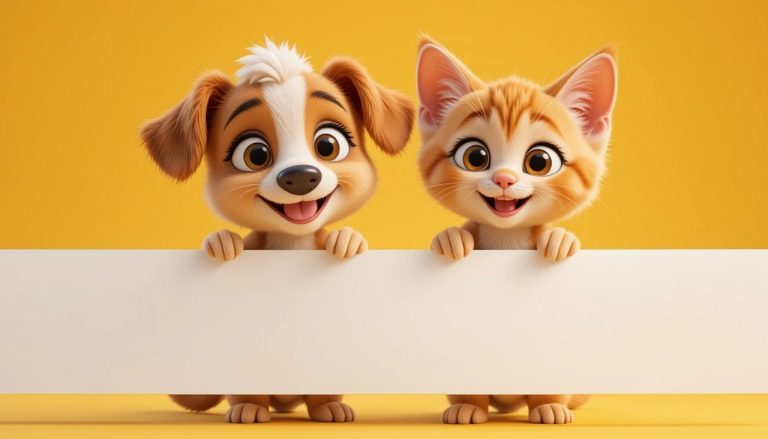 banner, background, puppy, kitten, animals, cute, announcement, cartoon, congratulation, postcard, ai generated-9621235.jpg